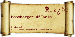 Mansberger Ábris névjegykártya